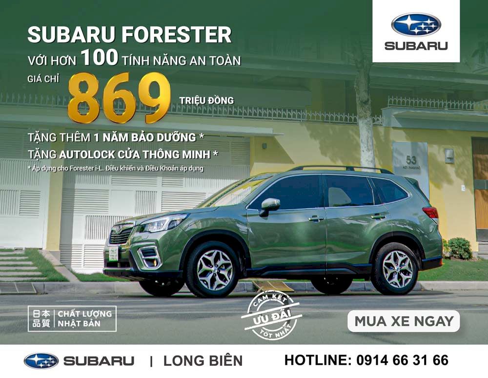 Bảng giá xe Subaru tháng 11: Khuyến mãi khủng cho Forester ,giá xe chỉ từ 869 triệu
