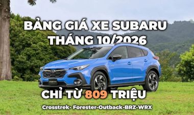 Bảng giá xe Subaru tháng 10/2026: Ưu đãi mới nhất từng dòng xe